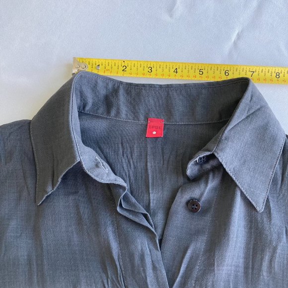 IPSE Gazebo Dark Gray Sheer Crinkled Long-sleeved Shirt - Women's Small - Picture 5 of 11